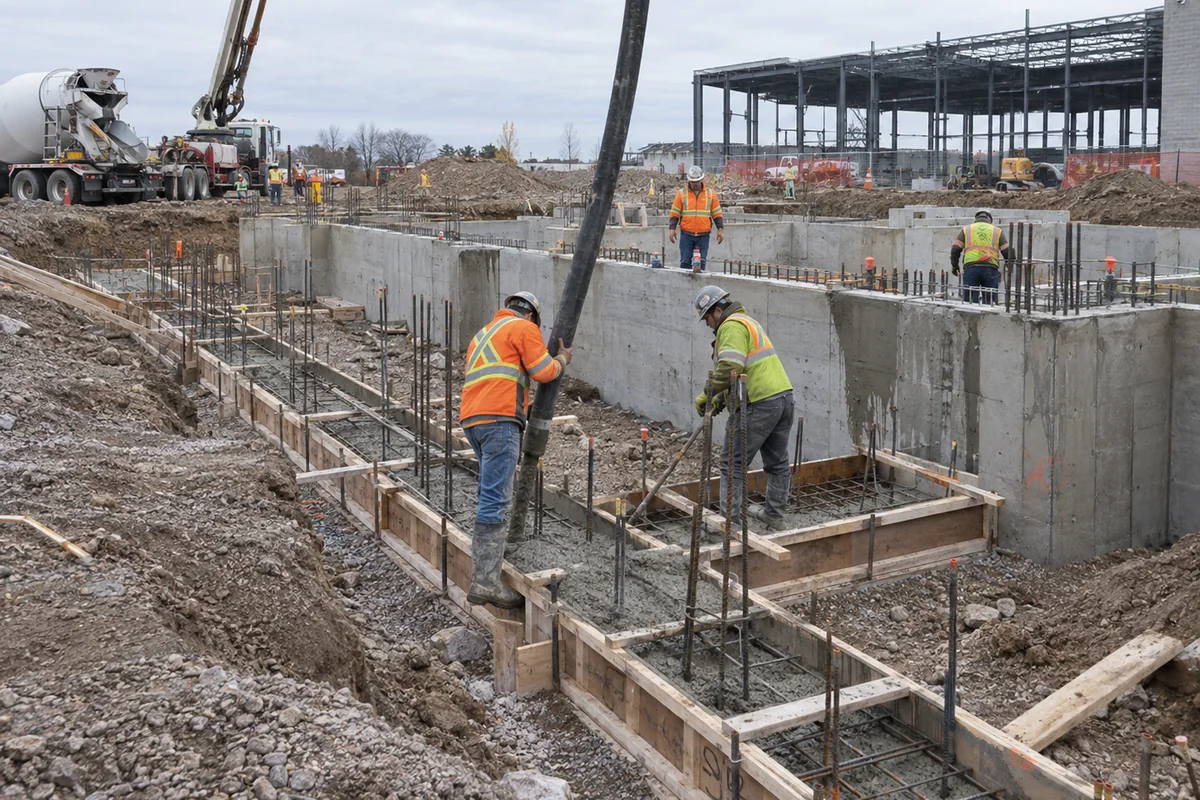 Foundations & Structural Pads active worksite overview in Welland and the Niagara Region, Ontario