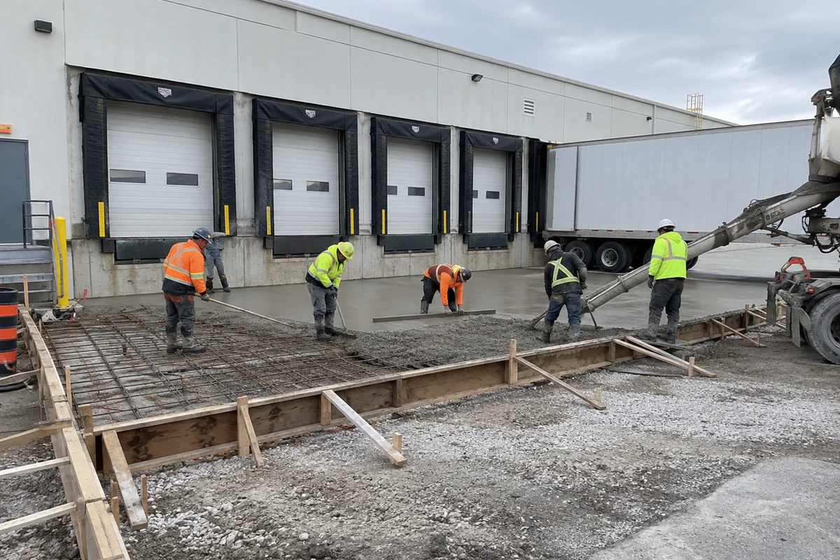 Loading Docks & Truck Aprons active worksite overview in Welland and the Niagara Region, Ontario